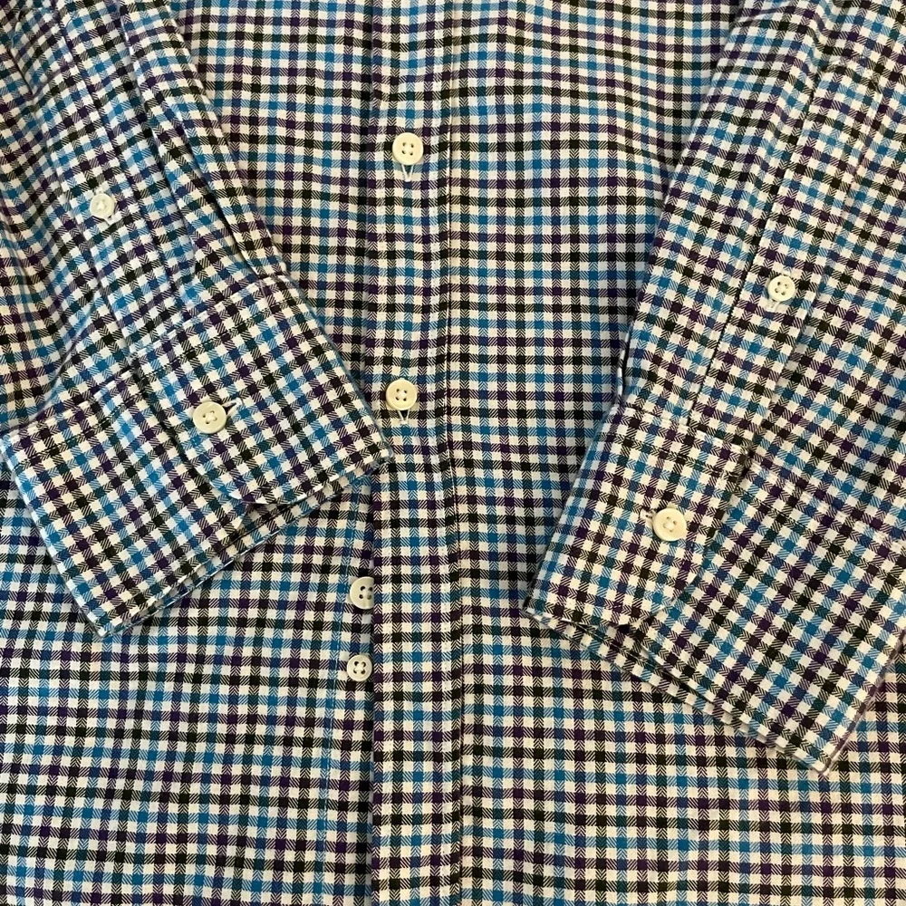 MASON’S Micro Brushed Cotton Mini Check‎ Spread Collar Shirt in Multi Size XXL